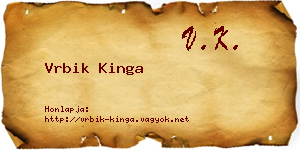 Vrbik Kinga névjegykártya